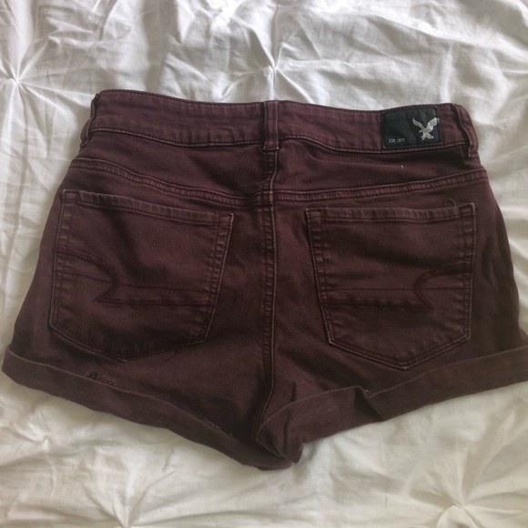 SOLD Wine red american eagle outfitters high rise shorts size 4 - Picture 2 of 3